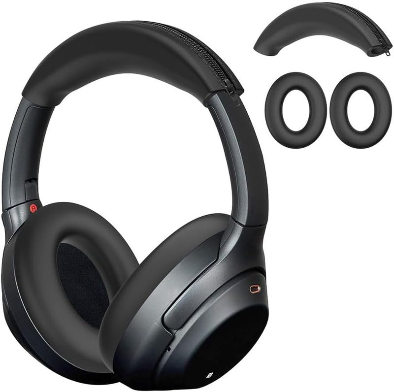 Sony WH ULT WEAR 1000XM3 XM4 Replacement Earmuff Covers Soft Anti Scratch Black - Image 1